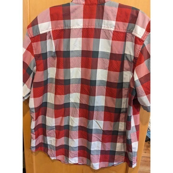 Orvis Mens Size Large Red Plaid Short Sleeve Cotton Button Up Casual Shirt - Picture 2 of 4